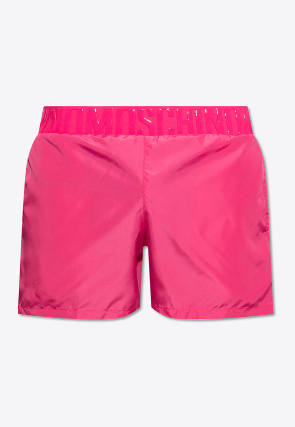 Moschino Rubberized Logo Swim Shorts Pink KĄPIELOWE 241V3 A4228 9301-0206