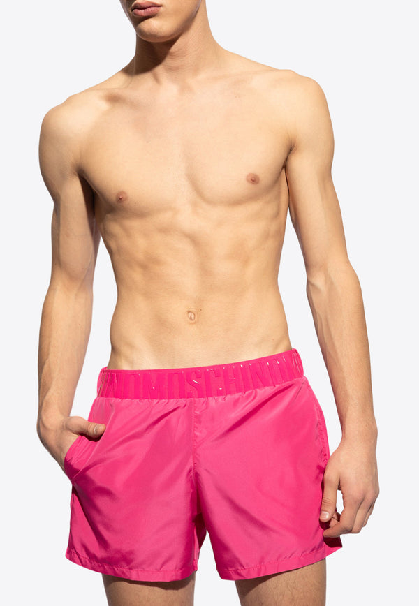Moschino Rubberized Logo Swim Shorts Pink KĄPIELOWE 241V3 A4228 9301-0206