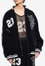 Off-White Nature Lovers Chenille Varsity Jacket Black OMBD053S24 FAB001-1001