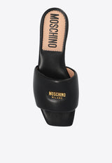Moschino Logo Plaque Calf Leather Flat Sandals Black MA28091C1I MA0-000