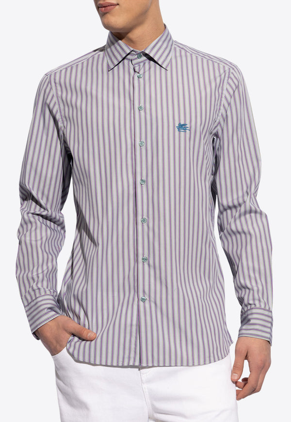 Etro Logo Embroidered Stripe Shirt Multicolor MRIB0002 99TR516-S8450