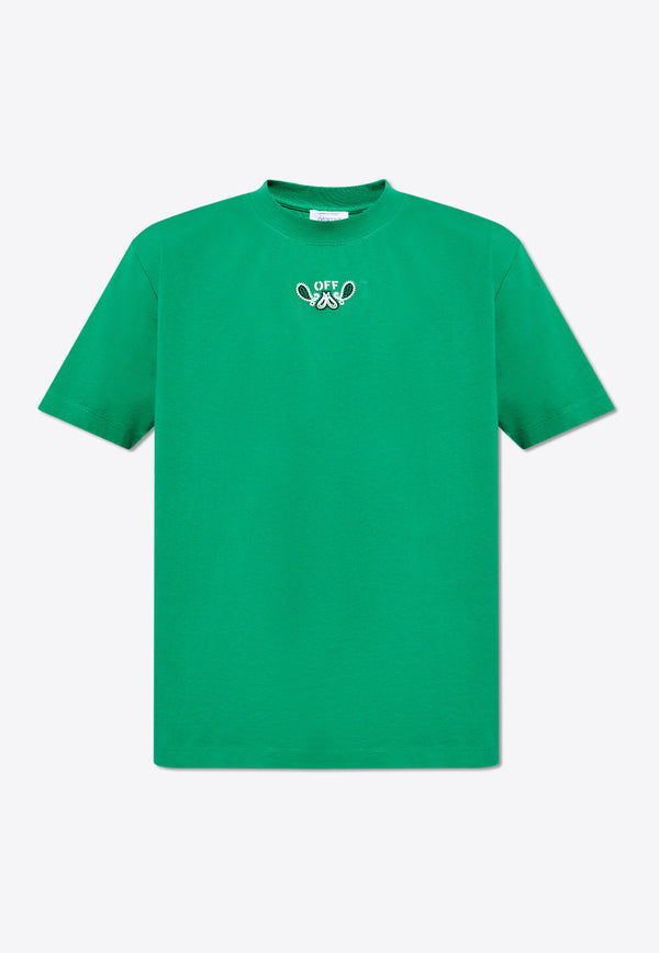Off-White Paisley Motif Crewneck T-shirt Green OMAA027S24 JER001-5501