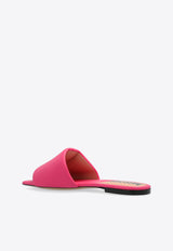 Moschino Logo Plaque Calf Leather Flat Sandals Pink MA28091C1I MA0-627