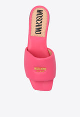 Moschino Logo Plaque Calf Leather Flat Sandals Pink MA28091C1I MA0-627