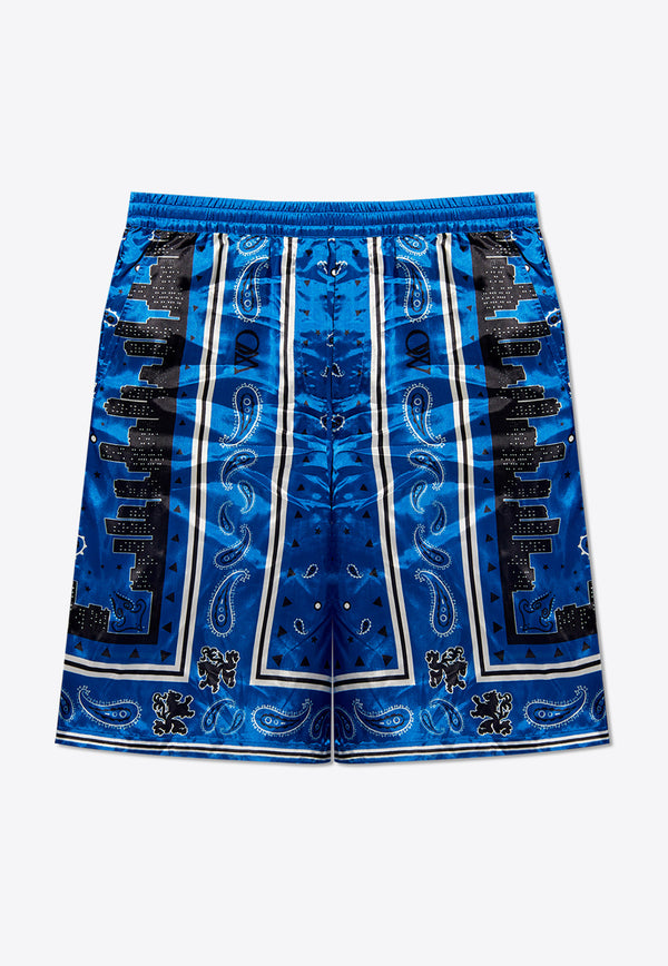 Off-White Bandana Print Bermuda Shorts Blue OMCB092S24 FAB001-4600