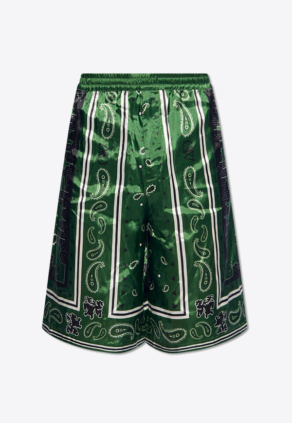 Off-White Bandana Print Bermuda Shorts Green OMCB092S24 FAB001-5700