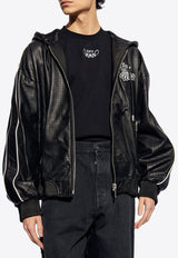 Off-White Logo Patch Perforated Leather Jacket Black OMJA133S24 LEA001-1001
