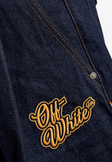 Off-White 90's Logo Raw-Denim Shorts Blue OMYC021S24 DEN002-4522
