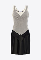 Off-White Net Lace Satin Mini Dress Black OWDB524S24 FAB001-0110