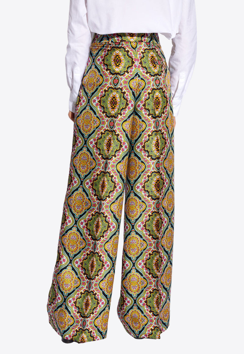 Etro Paisley Print Wide-Leg Silk Pants Multicolor WREA0013 99SA1A1-X0810