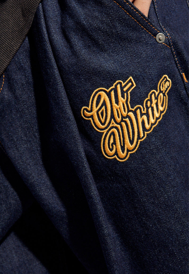 Off-White 90's Logo Patch Baggy Jeans Blue OMYA185S24 DEN001-4522