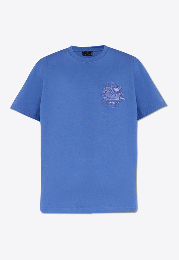 Etro Logo Embroidered Crewneck T-shirt Blue WRJB0006 AC036-B0759