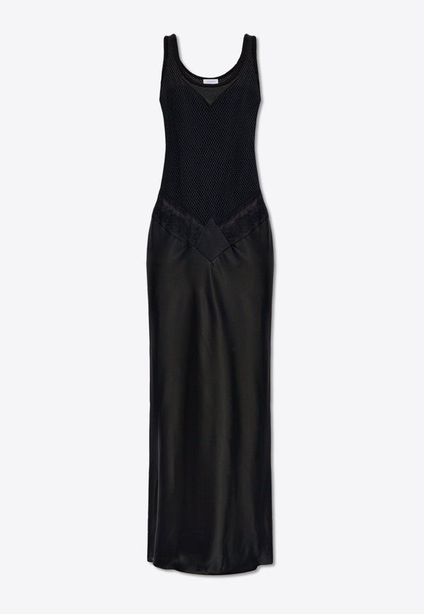 Off-White Net Lace Satin Maxi Dress Black OWDB523S24 FAB001-1000