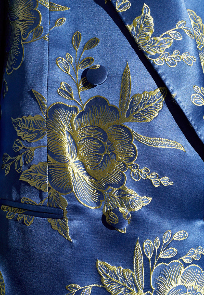 Etro Floral Print Satin Blazer Blue WRCA0006 99TJD44-S8460