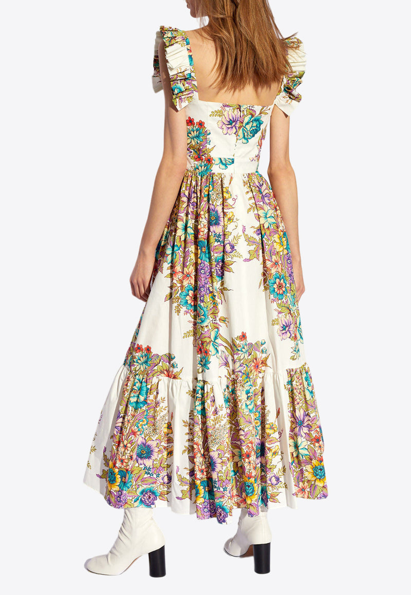 Etro Floral Print Midi Dress Multicolor WRHA0034 99SA578-X0800