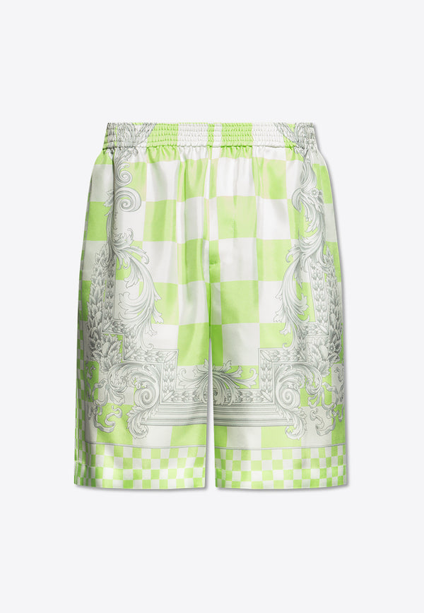 Versace Contrasto Silk Shorts Green 1002476 1A10864-5X520