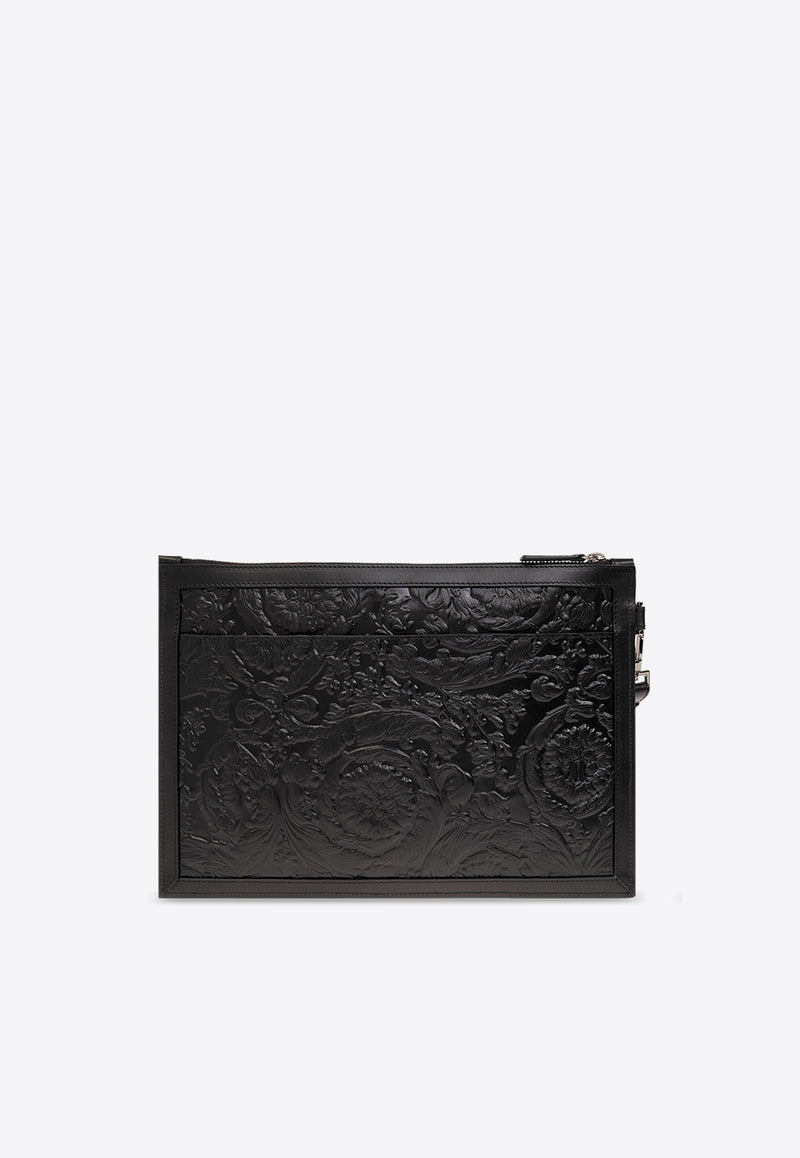 Versace Medusa Biggie Embossed Leather Pouch Black 1006243 1A10637-1B00E