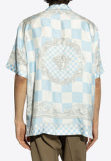 Versace Contrasto Silk Bowling Shirt Light Blue 1003926 1A10864-5X500