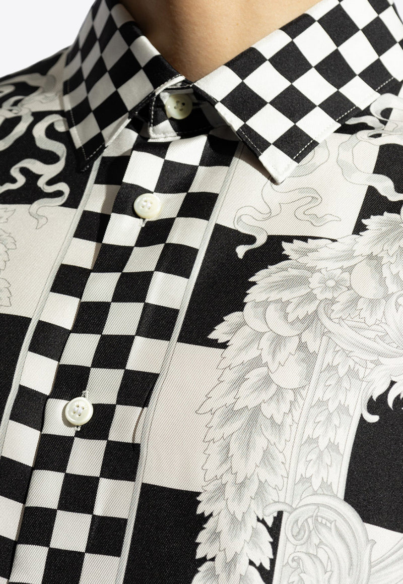 Versace Contrasto Silk Long-Sleeved Shirt Monochrome 1012141 1A10777-5X550