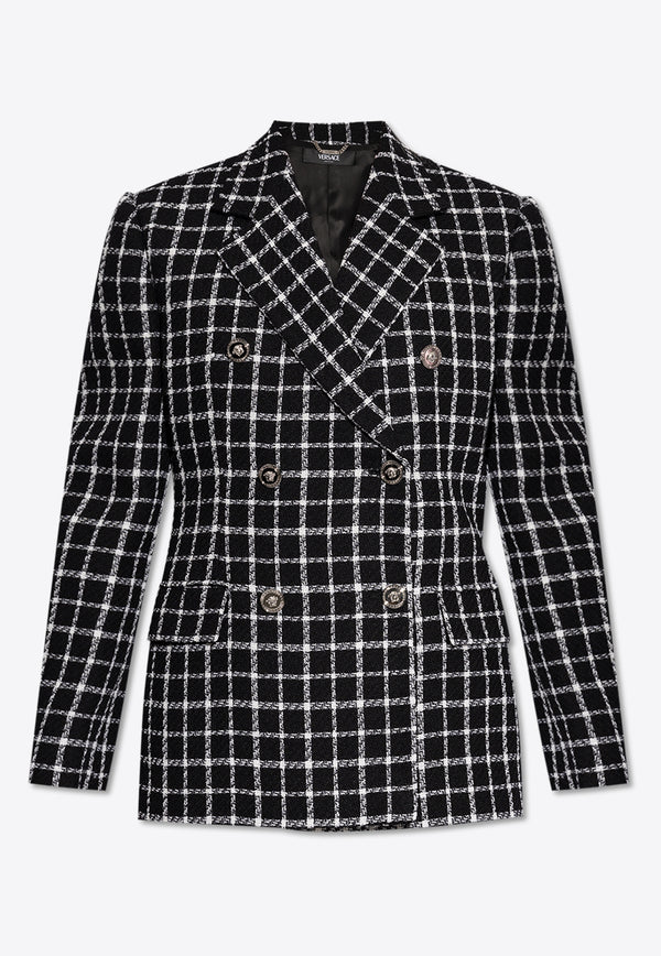 Versace Checked Wool-Blend Blazer Black 1013155 1A10442-2B020