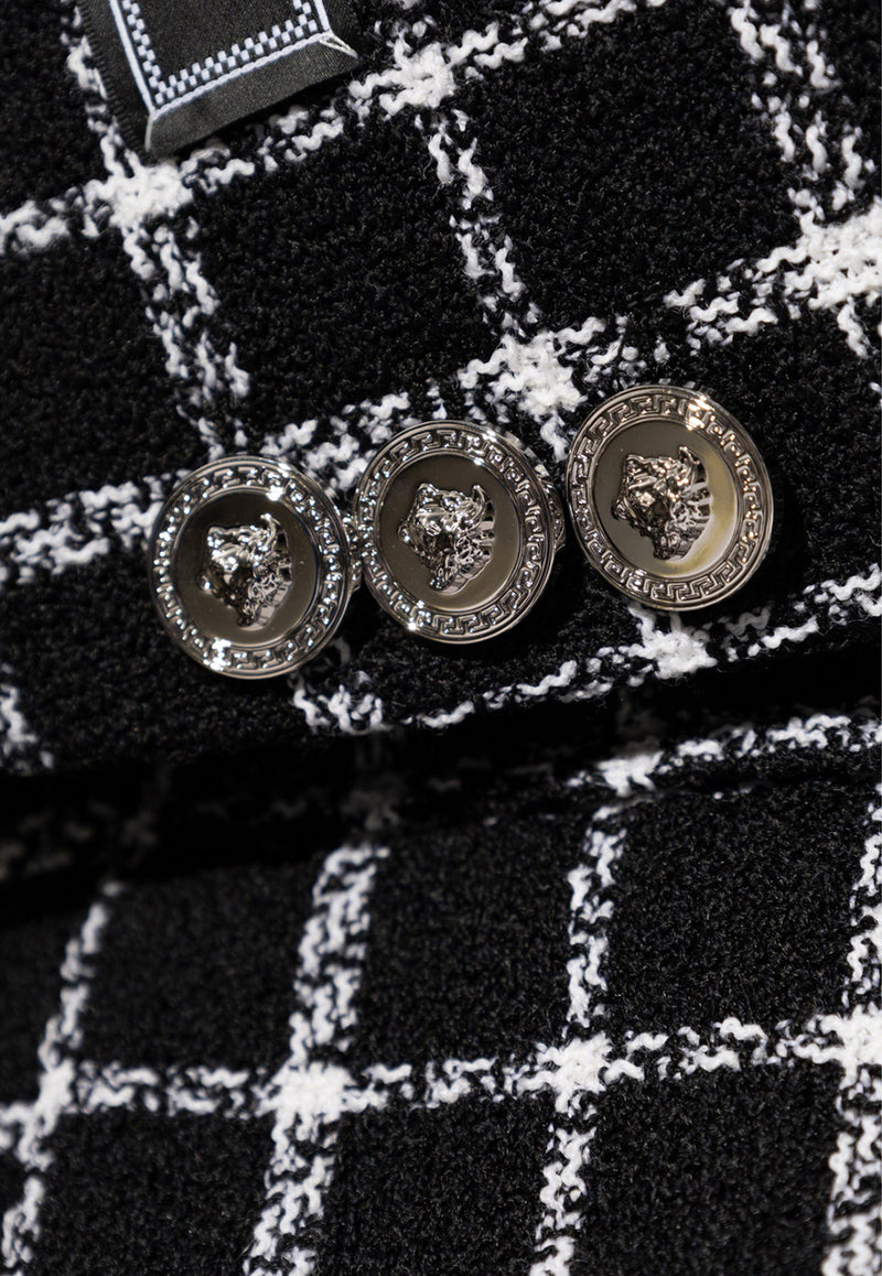 Versace Checked Wool-Blend Blazer Black 1013155 1A10442-2B020