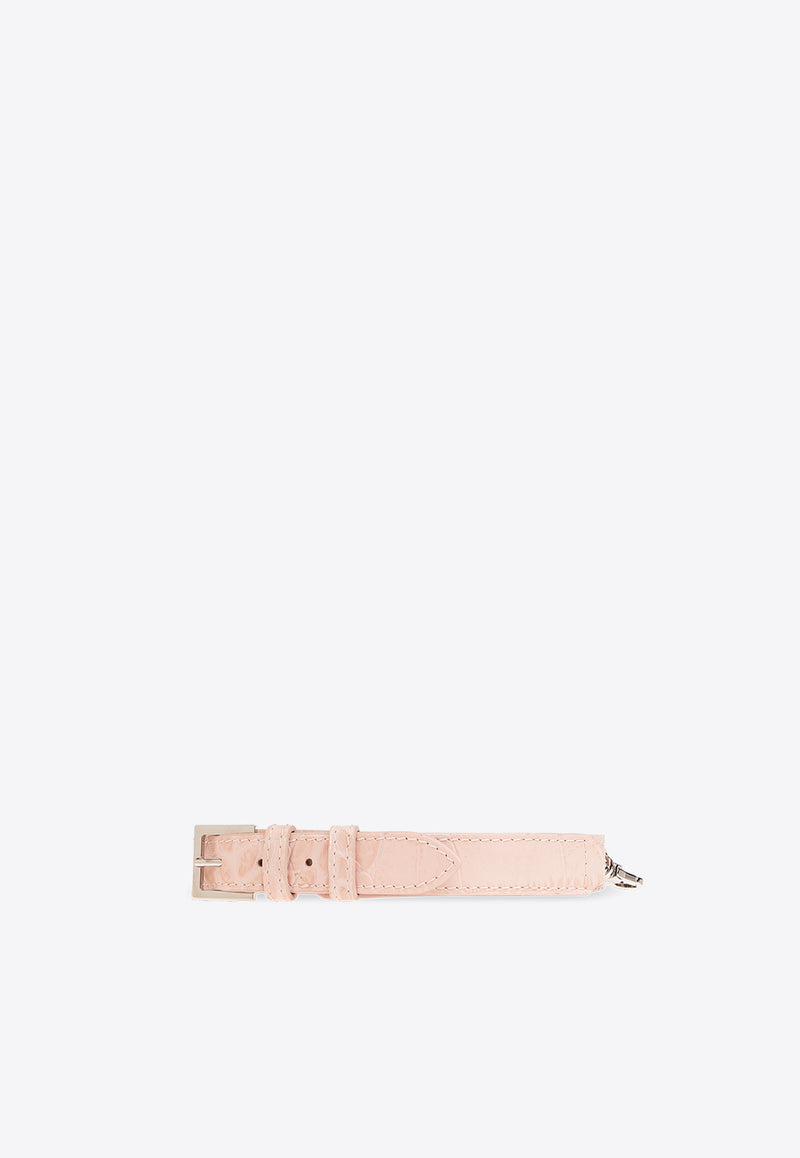 Versace Medusa '95’ Croc-Embossed Leather Shoulder Bag Pink 1013823 1A08724-1PF5P
