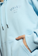 Versace Logo Embroidered Hooded Sweatshirt Light Blue 1013979 1A10710-1VD60