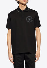 Versace Embroidered Medusa Polo T-shirt Black 1013906 1A10627-1B000