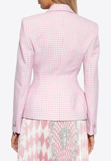 Versace Gingham Check Wool Blazer Pink 1014629 1A10337-2PQ50