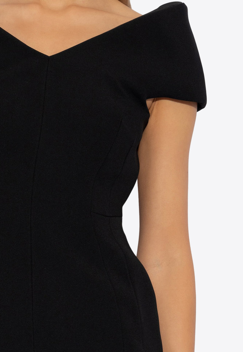 Versace Sculptural V-neck Mini Dress Black 1014383 1A10346-1B000
