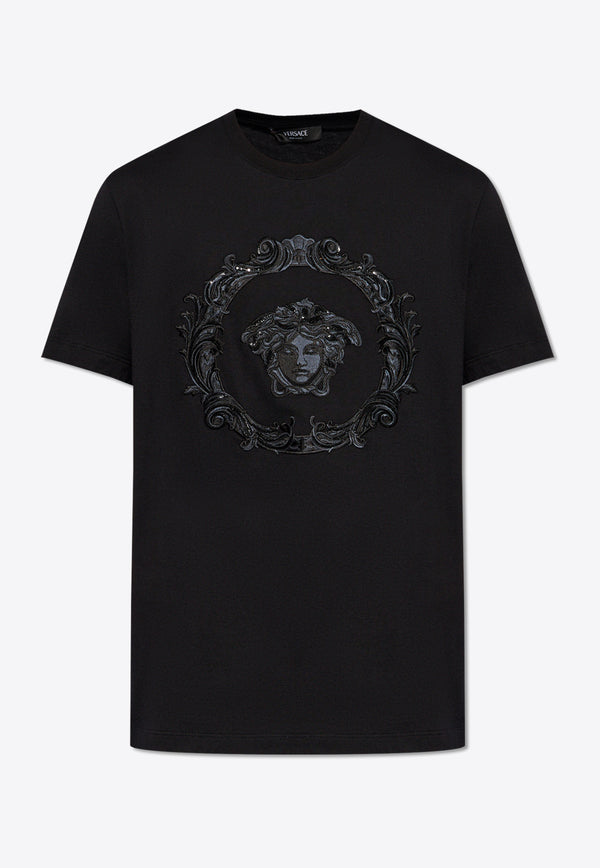Versace Medusa Cartouche Crewneck T-shirt Black 1013944 1A10645-1B000