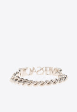 Versace Logo Lettering Chain Bracelet Silver 1014083 1A00620-3J030
