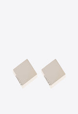 Versace Mosaic Logo Engraved Stud Earrings Silver 1015132 1A00638-4J750