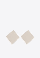 Versace Mosaic Logo Engraved Stud Earrings Silver 1015132 1A00638-4J750
