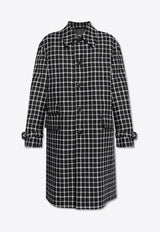 Versace Single-Breasted Checked Coat Black 1014854 1A10680-2B020