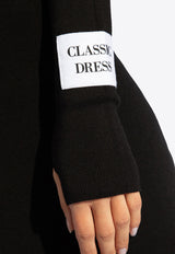 Moschino Slogan Patch Ribbed Maxi Dress Black 241D J0481 0400-0555