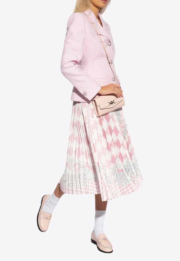 Versace Medusa Contrasto Pleated Midi Skirt Pink 1015469 1A10952-5X490