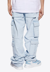 Versace Wide-Leg Cargo Jeans Blue 1015089 1A10425-1D700