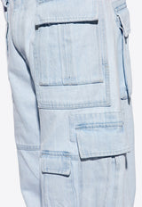 Versace Wide-Leg Cargo Jeans Blue 1015089 1A10425-1D700