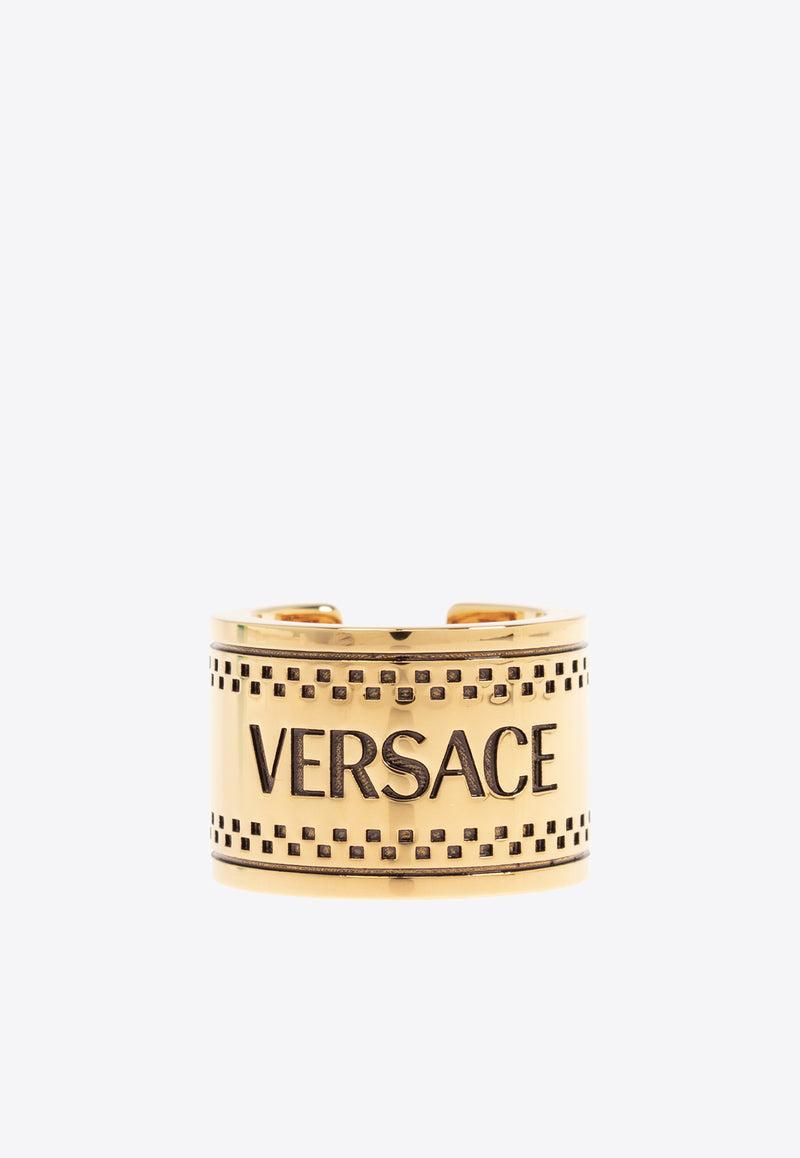 Versace 90s Vintage Logo Ring Gold 1015199 1A00620-4J120