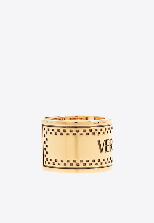 Versace 90s Vintage Logo Ring Gold 1015199 1A00620-4J120