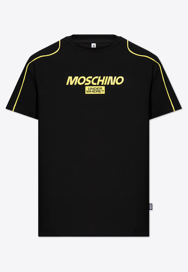 Moschino Logo Appliqué Crewneck T-shirt Black 241V1 A0707 4420-1555
