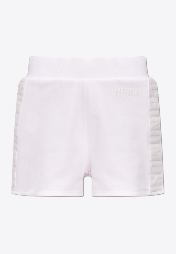 Moschino Embossed Logo Mini Beach Shorts White 241V2 A6702 9410-0001