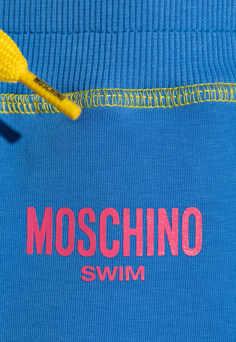 Moschino Logo Print Drawstring Shorts Blue 241V3 A6701 9310-1318