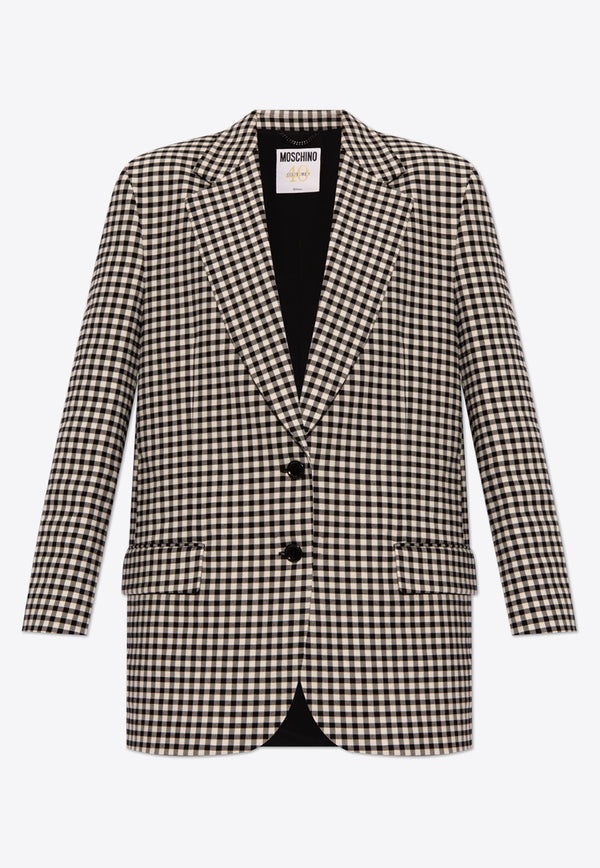 Moschino Single-Breasted Gingham Check Blazer Black 241D A0512 0417-1555