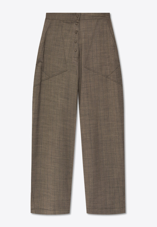 Stella McCartney Pinstripe Wide-Leg Pants Brown 640187 3DR650-1907
