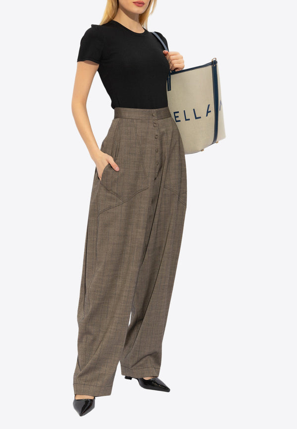 Stella McCartney Pinstripe Wide-Leg Pants Brown 640187 3DR650-1907
