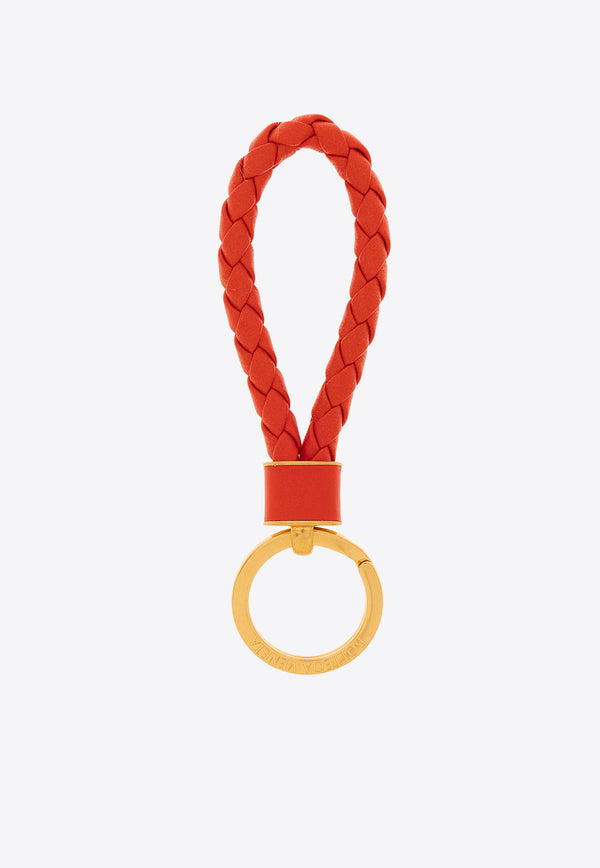 Bottega Veneta Intrecciato Leather Key Ring Orange 651820 V0HW1-6493