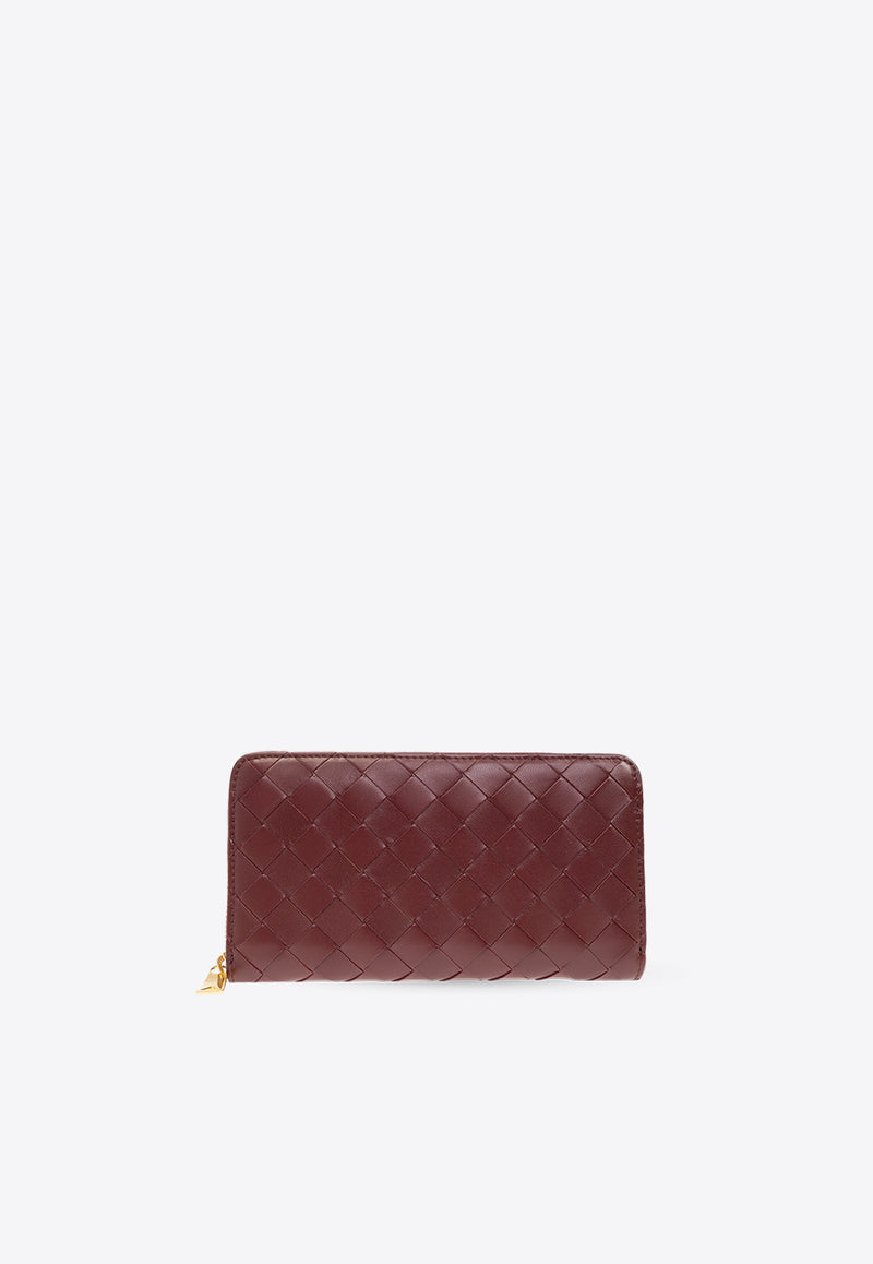 Bottega Veneta Intrecciato Zip-Around Wallet Cherry 742332 VCPP2-6414