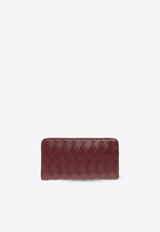 Bottega Veneta Intrecciato Zip-Around Wallet Cherry 742332 VCPP2-6414